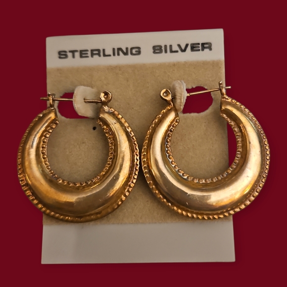 Vintage Jewelry - Vintage 1980s Sterling Silver Creole Hoop Huggie Earrings